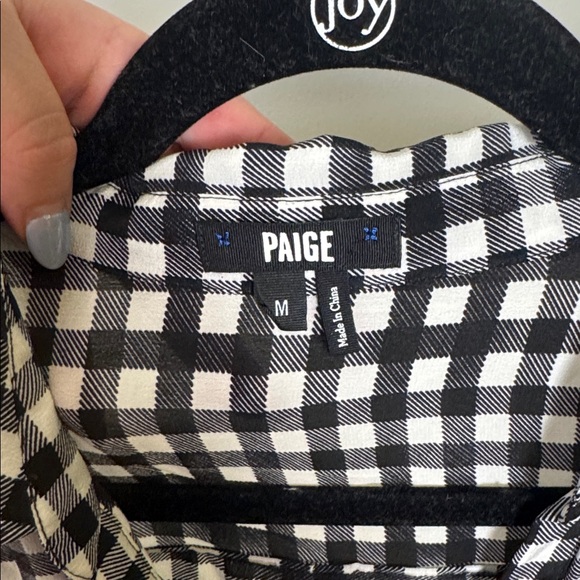 PAIGE Black and White Gingham Silk Lightweight Button Up Blouse Size Small - Picture 4 of 6